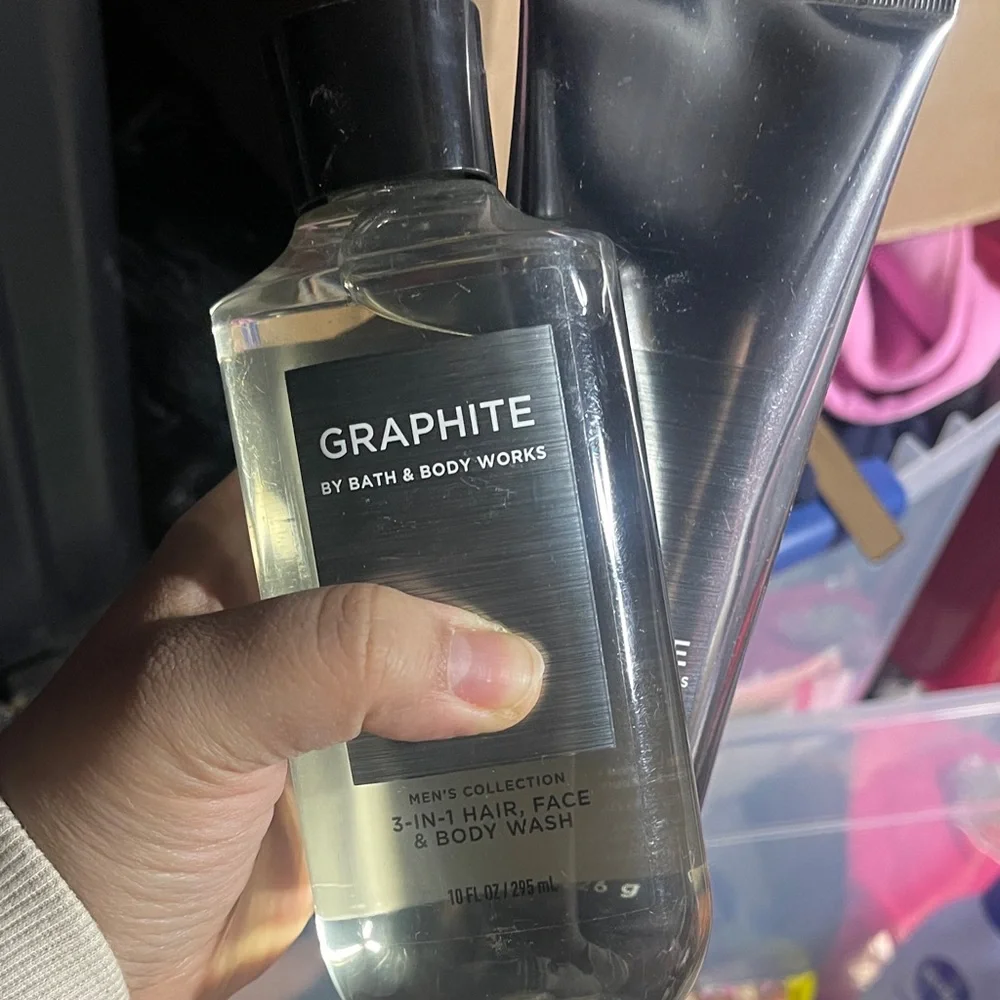 Bath & Body Works Graphite 3-in-1 Hair, Face & Body Wash and body cream
